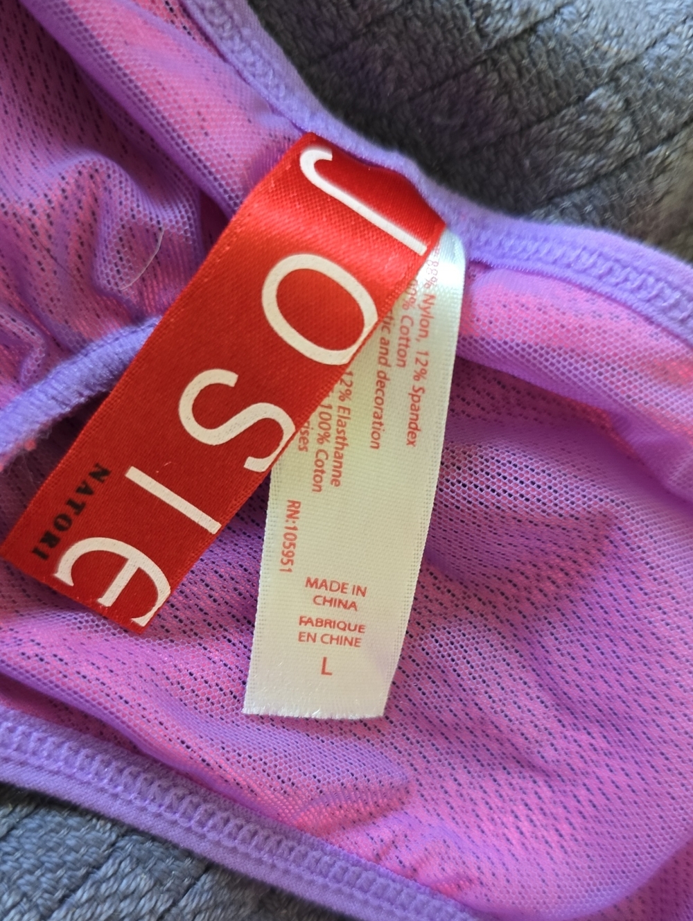 Josie Lavender/Pink Mesh Bralette And Panty Set - Lightweight Support, Thong.